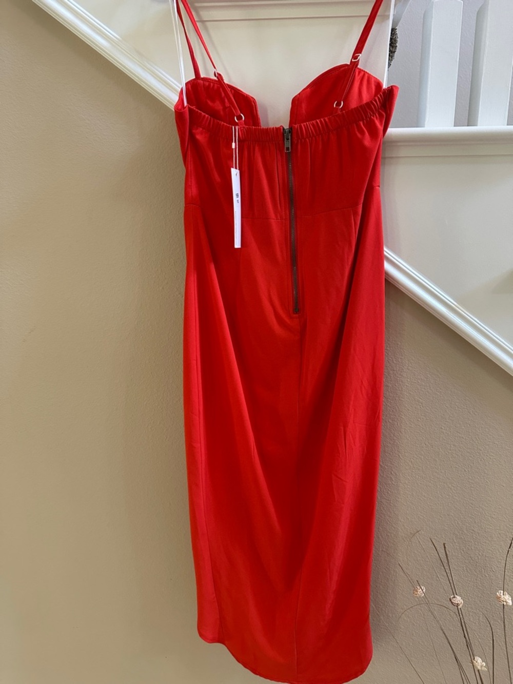 Red Strappy Sweetheart Midi Dress - Picture 4 of 7